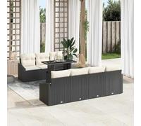 Ordellia Ensemble canapé de Jardin modulaire 8 pièces Noir crème en polyrotin, Cadre Acier Enduit, Table Incluse 100 x 55 x 73 cm, Usage extérieur, Assise modulable