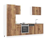 Ordellia Ensemble d’armoires de Cuisine 7 pcs Lucca Vieux Bois, Bois d’ingénierie, pour Rangement Compartiment Cuisine, Plan Travail requis, sols réglables, Vaisselle ustensiles Gain