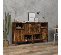 Ordellia Ensemble de 2 buffets chêne fumé 60x35x70 cm en Bois d ingénierie avec 4 Compartiments, Portes et Plan de vitrine pour Salon Salle à Manger Cuisine