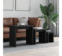 Ordellia Ensemble de 3 Tables Basses gigognes Noir, Bois d ingénierie et Cadre métal, Dimensions L 60x35x56 M 43x35x43,5 S 25x35x33 cm, Charge 20 kg