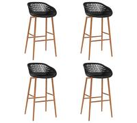 Ordellia Ensemble de 4 chaises de Bar Noires avec Dossier Bas, Structure en métal et Assise en PP, idéale pour Bar, comptoir ou Cuisine, Hauteur Ajustable, Design Durable et Moderne