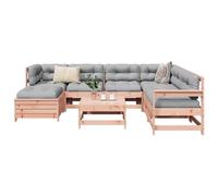 Ordellia Ensemble de 8 meubles de jardin en bois massif Douglas - Mobilier d'extérieur modulaire - Résistant aux intempéries - Pour balcon, patio - Aspect bois naturel