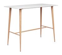 Ordellia Ensemble de bar 7 pièces blanc et gris, table de bar 120 x 60 cm avec 6 tabourets de bar, plateau en MDF, pieds en métal, aspect bois, pour salle à manger, jardin, terrasse, siège jusqu'à 110