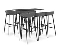 Ordellia Ensemble de bar 7 pièces noir et gris avec table de bar 120 x 60 x 105 cm et 6 tabourets de bar, MDF et métal, hauteur d'assise 74,5 cm, pour cuisine, jardin, terrasse et pièces modernes