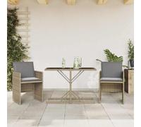 Ordellia Ensemble de Bistro 3 pièces, résine tressée mélange Beige, Table et 2 chaises avec Coussins, pour Jardin terrasse Balcon, Assise Confortable, Ton Clair