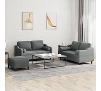 Ordellia Ensemble de canapé 3 pièces avec coussins, en tissu gris foncé, 2 x 2 places, cadre en métal robuste, rembourrage confortable, salon