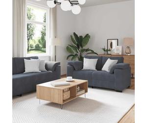 Ordellia Ensemble de canapé 3 pièces en velours gris foncé avec coussins, structure en bois robuste, grands accoudoirs pour salon, bureau et chambre d'amis