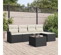 Ordellia Ensemble de canapé de Jardin 6 pcs Marron en polyrotin avec Coussins, Table et Pouf, Rangement intégré, Design modulaire pour terrasse Balcon Patio