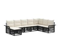 Ordellia Ensemble de canapé de Jardin 8 pcs Noir en polyrotin, Cadre Acier Enduit de Poudre, modulaire pour terrasse Balcon Patio, assises avec Coussins Amovibles