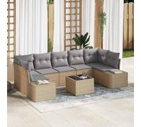 Ordellia Ensemble de canapé de jardin avec coussins, 8 pièces, beige, en polyrotin, résistant aux UV, modulaire pour terrasse, salon d'extérieur