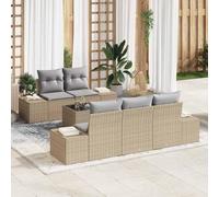 Ordellia Ensemble de canapé de jardin avec coussins beige en polyrotin modulaire résistant aux UV 3 places pour terrasse, balcon, jardin