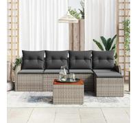 Ordellia Ensemble de canapé de Jardin modulable avec Rangement 6 pcs en polyrotin Gris, Table et Repose Pieds, pour terrasse Patio Balcon, assises Confort, capacité
