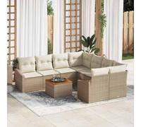 Ordellia Ensemble de canapé de Jardin modulable Beige en polyrotin 9 pcs, avec Coussins, Table et assises pour terrasse Patio Balcon près Piscine, détente extérieure