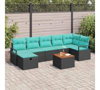 Ordellia Ensemble de canapé de Jardin modulable Noir en polyrotin texturé avec Coussins, Rangement intégré, Pieds réglables, Table, Assise pour terrasse Balcon Patio extérieur détente