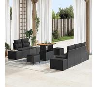 Ordellia Ensemble de canapé de Jardin Noir en Poly rotin 8 pcs avec Coussins Amovibles dossiers modulaires, Table et poufs, pour terrasse Balcon Patio, extérieur résistant aux UV