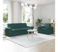 Ordellia Ensemble de canape Divan Sofa Banquette modulable 2 pcs Vert foncé Tissu 222 x 80 x 82 cm, Cadre métal, accoudoir Bois, Salon séjour Chambre Bureau Appartement intérieur