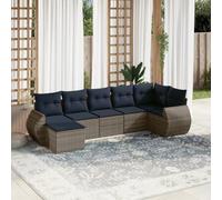 Ordellia Ensemble de canapé Jardin extérieur 7 pièces en résine tressée Grise, canapé Module modulable pour terrasse Patio Balcon véranda, avec Coussins, Dossier, accoudoir, Pouf, Assise Lounge