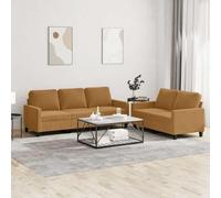 Ordellia Ensemble de canapés 2 pièces en Velours Marron, 2 Places et 3 Places, Structure métal contreplaqué, avec 5 Coussins, pour Salon séjour détente, 110 kg
