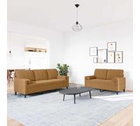 Ordellia Ensemble de canapés 2 pièces en Velours Marron, canapé Divan Sofa Banquette pour Salon séjour Chambre Bureau Studio Appartement, Coussins et traversins Inclus, Cadre métal Stable