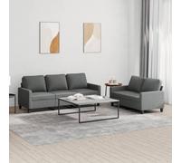 Ordellia Ensemble de canapés 2 pièces Gris foncé en Tissu, canapé Divan Sofa Banquette avec Coussins, Structure métal et contreplaqué, pour Salon séjour intérieur Maison