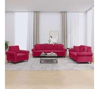 Ordellia Ensemble de canapés 3 pcs en Velours Rouge Bordeaux avec Coussins, canapé Divan Sofa Banquette Fauteuil, Salon séjour Chambre Bureau intérieur Maison, Confort et Assise Stable