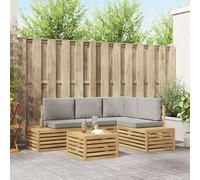 Ordellia Ensemble de canapés d extérieur 5 pièces Blanc Gris Clair en Bois d Acacia Massif, Coussins en Mousse, modulable Angle pour Jardin terrasse Salon, détente et Partage