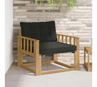 Ordellia Ensemble de canapés d extérieur en Bois d Acacia Massif Blanc, canapé modulable Milieu avec Coussins Noirs, pour terrasse Jardin, Assise Robuste 110 kg par siège