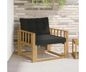 Ordellia Ensemble de canapés d extérieur en Bois d Acacia Massif Blanc, canapé modulable Milieu avec Coussins Noirs, pour terrasse Jardin, Assise Robuste 110 kg par siège