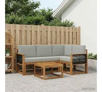 Ordellia Ensemble de canapés d'extérieur 5 pièces en Bois d'acacia Massif Gris Clair, mobilier modulable pour terrasse, Jardin ou Patio, idéal pour créer Un Espace Convivial et élégant
