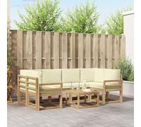 Ordellia Ensemble de canapés d'extérieur 7 pièces Blanc et crème en Bois d'acacia Massif modulable idéal pour Jardins terrasses et Salons extérieurs pour Une Ambiance conviviale et élégante
