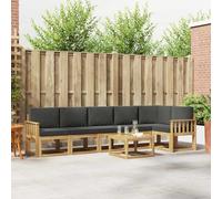 Ordellia Ensemble de canapés d'extérieur 7 pièces en Bois d'acacia Blanc et Anthracite, modulables pour Jardins, patios ou Autour de la Piscine, Design résistant aux intempéries