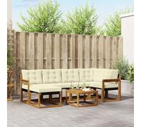 Ordellia Ensemble de canapés d'extérieur 7 pièces en Bois d'acacia et Textilène avec Coussins Confortables pour Jardins patios et terrasses mobilier extérieur Durable et Pratique