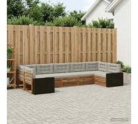 Ordellia Ensemble de canapés d'extérieur 7 pièces modulables en Bois d'acacia Naturel et Gris Clair pour Patio, Jardin ou terrasse, mobilier Pratique et esthétique pour espaces contemporains