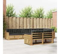 Ordellia Ensemble de canapés d'extérieur 8 pièces en Bois d'acacia Massif Blanc et Anthracite, modulable, résistant aux intempéries pour Jardin terrasse convivialité