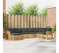 Ordellia Ensemble de canapés d'extérieur 8 pièces en Bois d'acacia Massif Blanc et Anthracite pour Jardin terrasse convivialité résistance aux intempéries