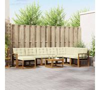 Ordellia Ensemble de canapés d'extérieur 9 pièces en Bois d'acacia Massif et Textile résistant, idéal pour Jardins contemporains, terrasses et espaces Lounge en Nature et crème