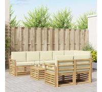 Ordellia Ensemble de canapés d'extérieur en Bois d'acacia modulables Blanc et crème pour Patio terrasse Jardin mobilier Moderne et Confortable pour se détendre ou socialiser Dehors