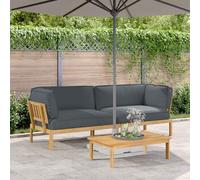 Ordellia Ensemble de Canapés Modulables Anthracite en Bois d'Acacia Massif pour Extérieur, Kit Complet de Mobilier de Jardin, Console, Table, Fauteuil, Canapé, Salle à Manger, Terrasse