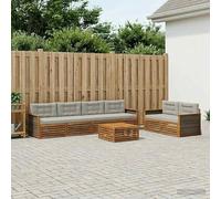 Ordellia Ensemble de Meubles d'extérieur 7 pièces en Bois d'acacia Massif Gris Clair pour terrasse Jardin Salon extérieur Espace détente et Rencontre carrelage résistant aux intempéries
