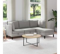 Ordellia Ensemble de Meubles Salon 4 pcs Gris Clair en Tissu Polyester, canapé d’Angle modulable, Banquette intérieure avec Coussins, pour séjour, Appartement et Bureau, Confort 4 Places