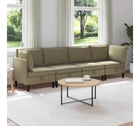 Ordellia Ensemble de Meubles Salon 4 pcs Kaki en Tissu 100 pour Cent Polyester, Coussins structurés, Cadre contreplaqué, Pieds Plastiques Marron, pour Coin Repas détente