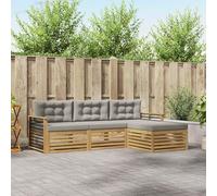 Ordellia Ensemble de mobilier d’extérieur 4 pièces Blanc et Gris Clair en Bois d’Acacia Massif, Ensemble modulable pour Jardin ou terrasse, Convient pour se détendre, recevoir ou Lire Dehors