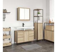 Ordellia Ensemble de mobilier de Salle de Bain 2 pcs en Bois d ingènierie chêne Sonoma Noir, Dimensions 36 x 35 x 165 cm, Rangement tiroirs et Portes, Usage intérieur