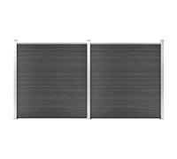 Ordellia Ensemble de panneau de clôture WPC noir 353x186 cm avec poteaux en acier et profil en aluminium pour jardin extérieur clôture sécurité séparation