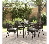 Ordellia Ensemble de Salle à Manger de Jardin 5 pcs Marron en Acier Enduit de Poudre, Table rectangulaire 80 x 80 x 73 cm, 4 chaises pour terrasse, Repas extérieur