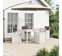 Ordellia Ensemble de Salle à Manger extérieur 5 pcs PP Blanc Anthracite, Table 150 x 100 x 73 cm et 4 chaises avec Coussins, Fonction Flip-Back pour Jardin terrasse
