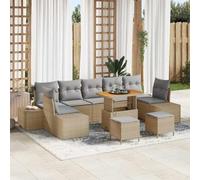 Ordellia Ensemble de Salon de Jardin 10 pcs Beige en polyrotin, canapés modulaires avec Table réglable, Coussins Amovibles, pour terrasse Balcon Jardin Lounge extérieur détente