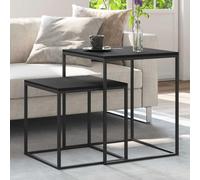 Ordellia Ensemble de Table Basse gigogne 2 pièces Bois d’ingénierie et métal Noir 40 x 40 x 48 cm, 35 x 35 x 35 cm, pour Salon séjour Couloir appoint