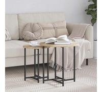 Ordellia Ensemble de Tables d’appoint gigogne 2 pièces chêne Sonoma et Noir, Table appoint Style Industriel, Bout canapé, guéridon, sellette, Meuble Rangement, Support Salon Chambre intérieur