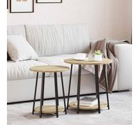 Ordellia Ensemble de Tables d'appoint 2 pièces chêne Sonoma et Noir, Table appoint Bout canapé, guéridon, sellette, Console, desserte, Meuble Rangement intérieur, Bois métal Industriel